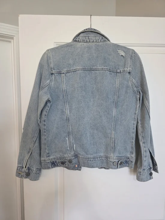 Old Navy, Small - Distressed Denim Jacket, Light Wash - Picture 3 of 6